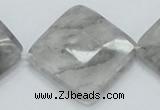CCQ212 15.5 inches 30*30mm faceted diamond cloudy quartz beads