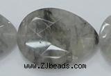 CCQ215 15.5 inches 30*40mm faceted flat teardrop cloudy quartz beads