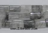 CCQ219 15.5 inches 10*15mm faceted & flat column cloudy quartz beads
