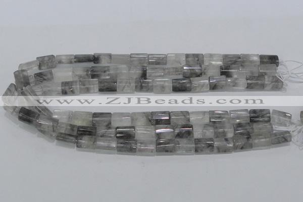 CCQ219 15.5 inches 10*15mm faceted & flat column cloudy quartz beads