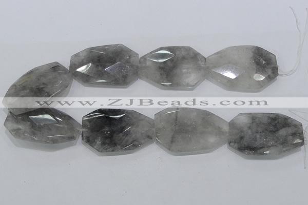 CCQ231 15.5 inches 30*50mm faceted freeform cloudy quartz beads