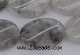 CCQ252 15.5 inches 20*30mm twisted oval cloudy quartz beads wholesale