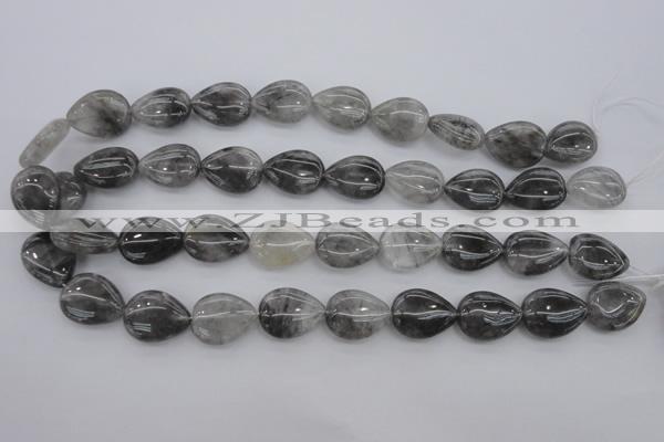 CCQ254 15.5 inches 15*20mm flat teardrop cloudy quartz beads
