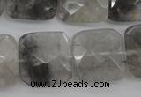 CCQ262 15.5 inches 20*20mm faceted square cloudy quartz beads