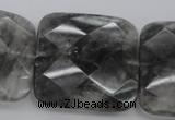 CCQ264 15.5 inches 35*35mm faceted square cloudy quartz beads