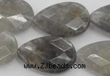 CCQ270 15.5 inches 20*30mm faceted flat teardrop cloudy quartz beads