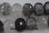 CCQ286 15.5 inches 12*16mm faceted rondelle cloudy quartz beads