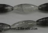 CCQ289 15.5 inches 10*25mm faceted rice cloudy quartz beads