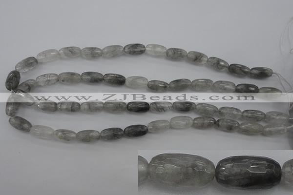 CCQ291 15.5 inches 8*16mm faceted rice cloudy quartz beads