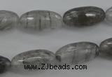 CCQ292 15.5 inches 10*20mm faceted rice cloudy quartz beads