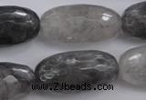 CCQ294 15.5 inches 15*30mm faceted rice cloudy quartz beads