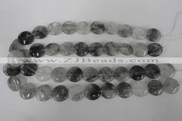 CCQ373 15.5 inches 18mm flat round cloudy quartz beads wholesale