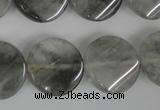 CCQ450 15.5 inches 20mm twisted coin cloudy quartz beads wholesale