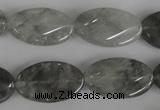 CCQ455 15.5 inches 15*25mm twisted oval cloudy quartz beads wholesale
