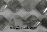 CCQ485 15.5 inches 15*15mm faceted diamond cloudy quartz beads