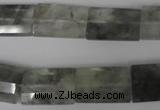 CCQ498 15.5 inches 13*20mm faceted flat tube cloudy quartz beads