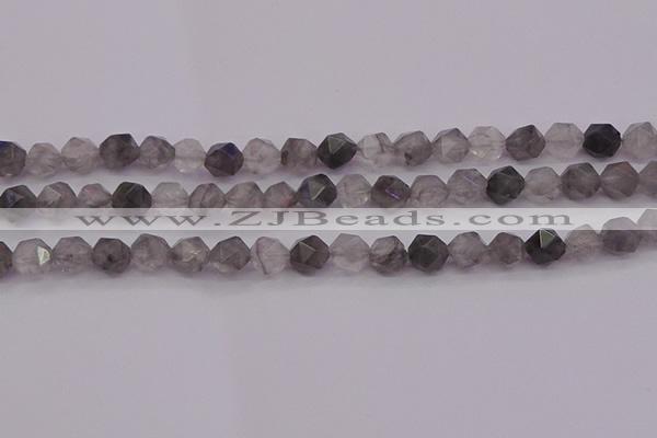 CCQ572 15.5 inches 8mm faceted nuggets cloudy quartz beads