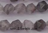 CCQ573 15.5 inches 10mm faceted nuggets cloudy quartz beads