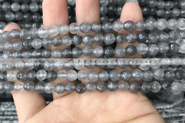 CCQ581 15.5 inches 6mm faceted round cloudy quartz beads wholesale