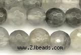 CCQ600 15 inches 6mm faceted round cloudy quartz beads