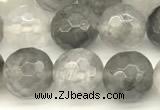 CCQ601 15 inches 8mm faceted round cloudy quartz beads