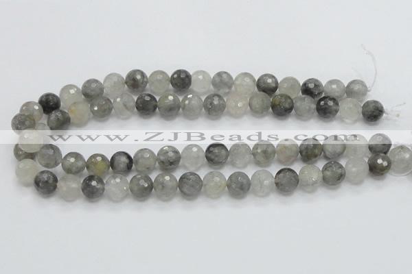 CCQ61 15.5 inches 12mm faceted round cloudy quartz beads wholesale