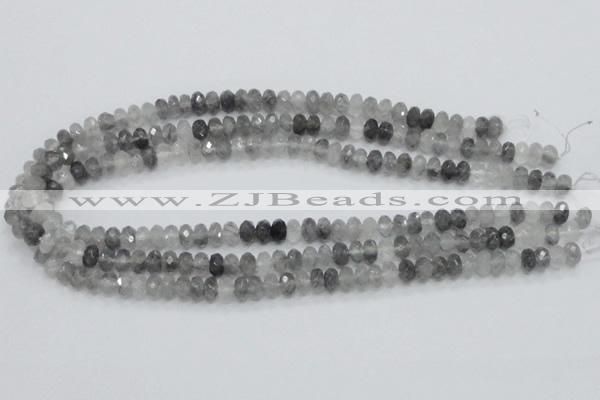 CCQ73 15.5 inches 6*8mm faceted rondelle cloudy quartz beads wholesale