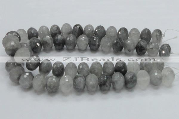 CCQ79 15.5 inches 15*20mm faceted rondelle cloudy quartz beads wholesale