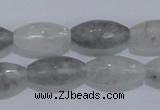 CCQ93 15.5 inches 10*20mm faceted rice cloudy quartz beads wholesale