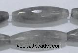 CCQ96 15.5 inches 12*40mm faceted rice cloudy quartz beads wholesale