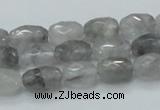 CCQ97 15.5 inches 8*12mm faceted egg-shaped cloudy quartz beads