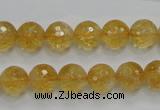 CCR05 15.5 inches 10mm faceted round natural citrine gemstone beads