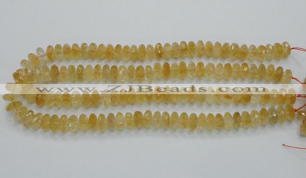 CCR10 15.5 inches 6*12mm faceted rondelle natural citrine gemstone beads