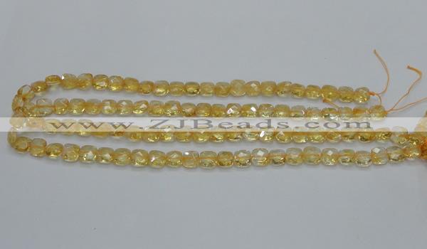 CCR14 15.5 inches 8*8mm faceted square natural citrine gemstone beads