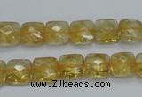 CCR15 15.5 inches 10*10mm faceted square natural citrine gemstone beads