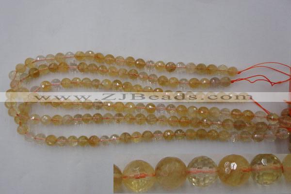 CCR153 15.5 inches 8mm faceted round natural citrine gemstone beads