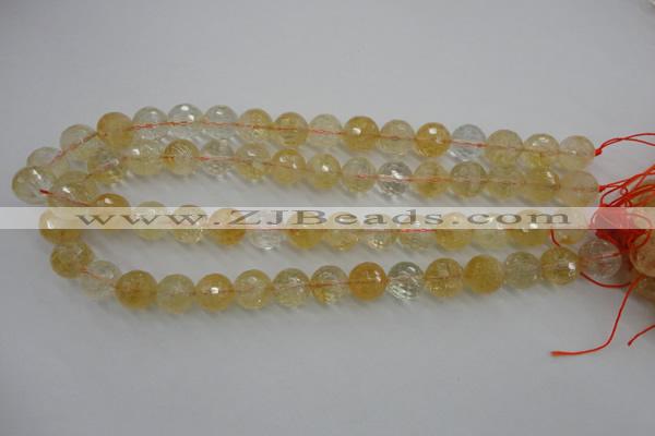 CCR158 15.5 inches 13mm faceted round natural citrine beads