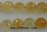 CCR159 15.5 inches 14mm faceted round natural citrine beads