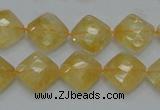 CCR17 15.5 inches 12*12mm faceted diamond natural citrine gemstone beads