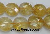 CCR20 15.5 inches 14mm faceted flat round natural citrine gemstone beads