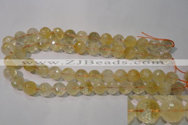 CCR205 15.5 inches 14mm faceted round natural citrine gemstone beads