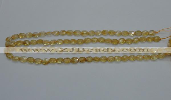 CCR21 15.5 inches 6*7mm faceted oval natural citrine gemstone beads