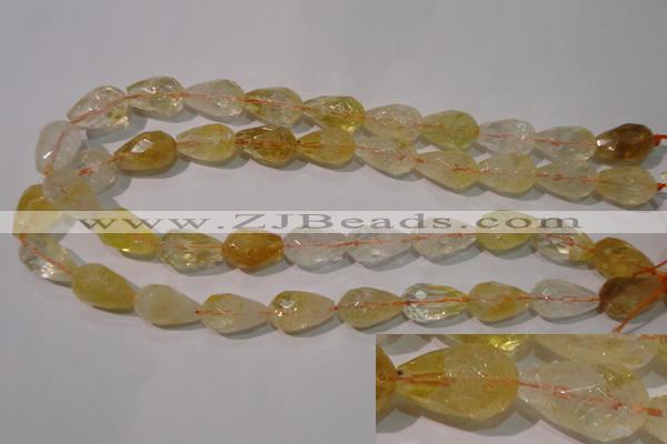 CCR212 15.5 inches 13*18mm faceted teardrop citrine gemstone beads