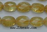 CCR24 15.5 inches 12*16mm faceted oval natural citrine gemstone beads