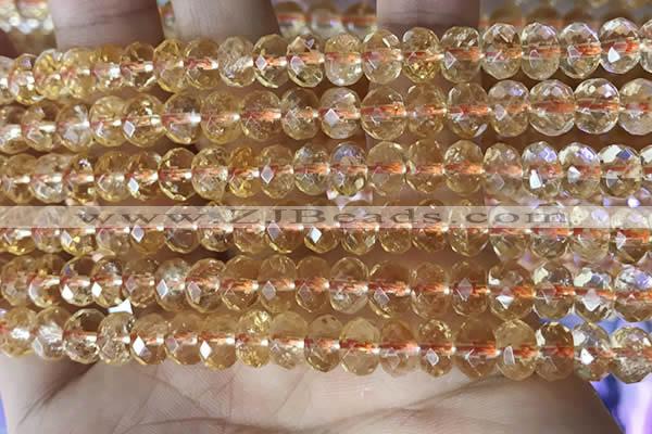 CCR335 15.5 inches 5*7mm faceted rondelle natural citrine beads