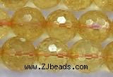 CCR386 15 inches 8mm faceted round citrine beads wholesale