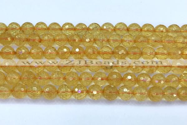 CCR386 15 inches 8mm faceted round citrine beads wholesale