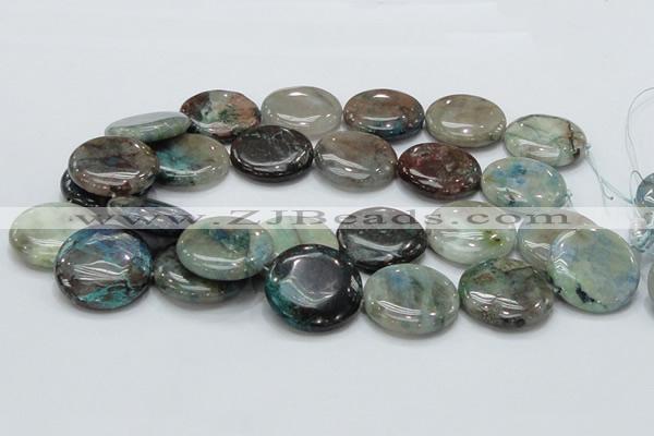 CCS07 15.5 inches 30mm flat round natural chrysocolla gemstone beads