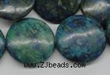CCS162 15.5 inches 25mm flat round dyed chrysocolla gemstone beads