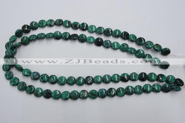 CCS211 15.5 inches 10mm flat round natural Chinese chrysocolla beads